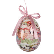 Clayre &amp; Eef   | Decoratie Hanger Ei (set 9) Wit Roze &oslash; 5x8 cm | 66445