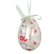 Clayre &amp; Eef   | Decoratie Hanger Ei (set 9) Wit Roze &oslash; 5x8 cm | 66445