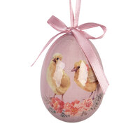 Clayre &amp; Eef   | Decoratie Hanger Ei (set 9) Groen Roze &oslash; 5x8 cm | 66447