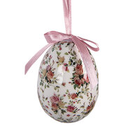 Clayre &amp; Eef   | Decoratie Hanger Ei (set 9) Roze Wit &oslash; 5x8 cm | 66449