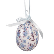 Clayre &amp; Eef   | Decoratie Hanger Ei (set 9) Wit Blauw &oslash; 5x8 cm | 66452