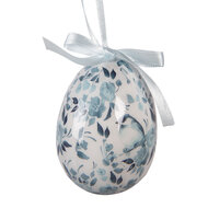 Clayre &amp; Eef   | Decoratie Hanger Ei (set 9) Wit Blauw &oslash; 5x8 cm | 66452