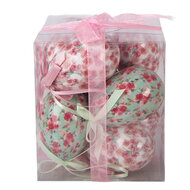 Clayre &amp; Eef   | Decoratie Hanger Ei (set 9) Wit Roze &oslash; 5x8 cm | 66453