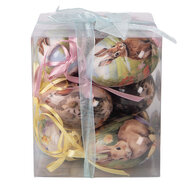 Clayre &amp; Eef   | Decoratie Hanger Ei (set 9) Meerkleurig &oslash; 5x8 cm | 66454