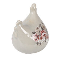 Clayre &amp; Eef   | Decoratie Kip Grijs Roze 12x11x13 cm | 6CE2400