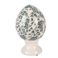 Clayre &amp; Eef   | Decoratie Ei op voet Beige Groen &oslash; 12x19 cm | 6CE2405M