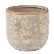 Clayre &amp; Eef   | Bloempot Binnen Grijs Beige &oslash; 10x9 cm | 6CE2409S