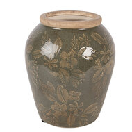 Clayre &amp; Eef   | Vaas Groen Bruin &oslash; 13x15 cm | 6CE2411S