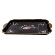 Clayre &amp; Eef   | Decoratief Dienblad Zwart Roze 38x27x2 cm | 66438