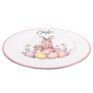 Clayre &amp; Eef   | Onderbord Wit Roze &oslash; 33x1 cm | 66441