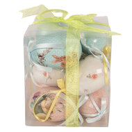 Clayre &amp; Eef   | Decoratie Hanger Ei (set 9) Blauw Wit &oslash; 5x8 cm | 66446