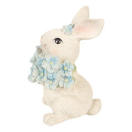 Clayre &amp; Eef   | Decoratie Konijn Wit Blauw 9x10x13 cm | 6PR6075
