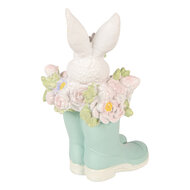 Clayre &amp; Eef   | Decoratie Konijn in laarzen Wit Blauw 9x9x15 cm | 6PR6077