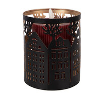 Clayre &amp; Eef   | Theelichthouder Kerst Bruin &oslash; 11x13 cm | 6Y5976