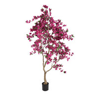 Clayre &amp; Eef   | Decoratie Bougainvillea boom Roze Groen 125x125x210 cm | 5PL0221