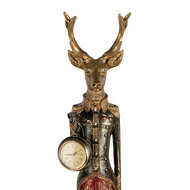 Clayre &amp; Eef   | Decoratie Hert met klokje Goudkleurig Groen 12x16x87 cm | 5PR0200