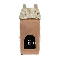 Clayre &amp; Eef   | Theelichthouder Kerst Huisje Bruin Beige 12x9x28 cm | 6CE1895