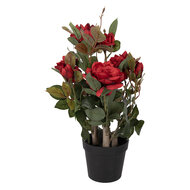 Clayre &amp; Eef   | Kunstplant Rozen Rood Groen 20x20x55 cm | 6PL0413R