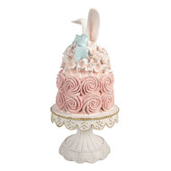 Clayre &amp; Eef   | Decoratie taart Wit Roze &oslash; 17x35 cm | 6PR5929