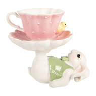 Clayre &amp; Eef   | Decoratie Konijn Wit Roze 20x14x17 cm | 6PR5937