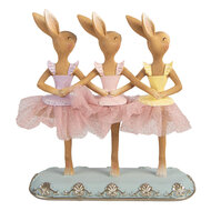 Clayre &amp; Eef   | Decoratie Konijnen Bruin Roze 23x8x25 cm | 6PR5943