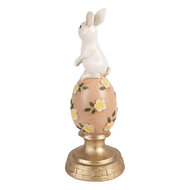 Clayre &amp; Eef   | Decoratie Konijn op ei Wit Roze &oslash; 10x26 cm | 6PR5957