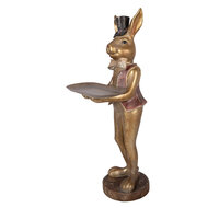 Clayre &amp; Eef   | Decoratie Konijn met schaal Bruin Rood 19x15x52 cm | 6PR6001