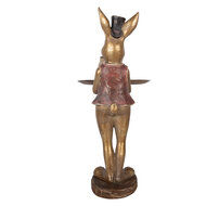 Clayre &amp; Eef   | Decoratie Konijn met schaal Bruin Rood 19x15x52 cm | 6PR6001