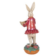 Clayre &amp; Eef   | Decoratie Konijn met schaal Beige Roze 11x14x30 cm | 6PR6019