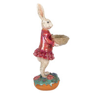 Clayre &amp; Eef   | Decoratie Konijn met schaal Beige Roze 11x14x30 cm | 6PR6019