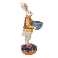 Clayre &amp; Eef   | Decoratie Konijn met schaal Beige Blauw 12x10x28 cm | 6PR6020