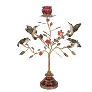 Clayre &amp; Eef   | Kandelaar Konijn Goudkleurig Rood 27x17x38 cm | 6PR6037