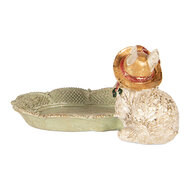 Clayre &amp; Eef   | Decoratief Schaaltje met konijn Beige Groen 14x11x8 cm | 6PR6045