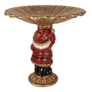 Clayre &amp; Eef   | Kerstdecoratie Kerstman met schaal Goudkleurig Rood 24x19x24 cm | 6PR6052