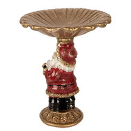 Clayre &amp; Eef   | Kerstdecoratie Kerstman met schaal Goudkleurig Rood 24x19x24 cm | 6PR6052