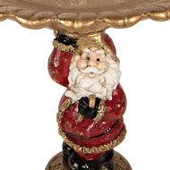 Clayre &amp; Eef   | Kerstdecoratie Kerstman met schaal Goudkleurig Rood 24x19x24 cm | 6PR6052