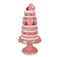 Clayre &amp; Eef   | Decoratie taart Roze Wit &oslash; 16x33 cm | 6PR6061