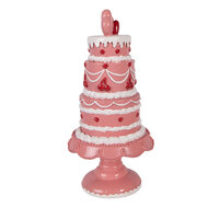 Clayre &amp; Eef   | Decoratie taart Roze Wit &oslash; 16x33 cm | 6PR6061