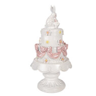 Clayre &amp; Eef   | Decoratie taart Wit Roze &oslash; 15x29 cm | 6PR6063