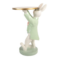 Clayre &amp; Eef   | Decoratie Konijn met schaal Wit Groen 19x14x28 cm | 6PR6099