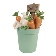 Clayre &amp; Eef   | Decoratie Konijn Wit Blauw 21x20x28 cm | 6PR6108