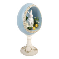 Clayre &amp; Eef   | Decoratie ei met konijn Wit Blauw 13x12x28 cm | 6PR6110