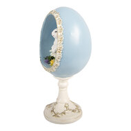 Clayre &amp; Eef   | Decoratie ei met konijn Wit Blauw 13x12x28 cm | 6PR6110