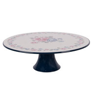 Clayre &amp; Eef   | Taartplateau op voet Beige Blauw &oslash; 29x10 cm | 66436