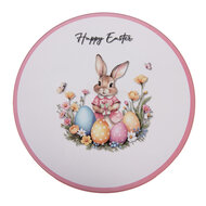 Clayre &amp; Eef   | Taartplateau op voet Wit Roze &oslash; 29x10 cm | 66437