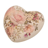 Clayre &amp; Eef   | Decoratie Hart Beige Roze 11x11x4 cm | 6CE1916