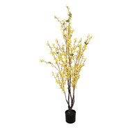 Clayre &amp; Eef   | Kunstplant Forsythia Geel Bruin 20x20x125 cm | 5PL0215