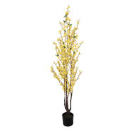 Clayre &amp; Eef   | Kunstplant Forsythia Geel Bruin 20x20x125 cm | 5PL0215