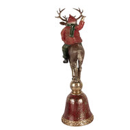 Clayre &amp; Eef   | Kerstdecoratie Kerstman op Rendier Bruin Rood 24x20x63 cm | 5PR0201