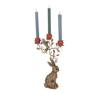 Clayre &amp; Eef   | Kandelaar Konijn Goudkleurig Rood 24x10x47 cm | 6PR6036